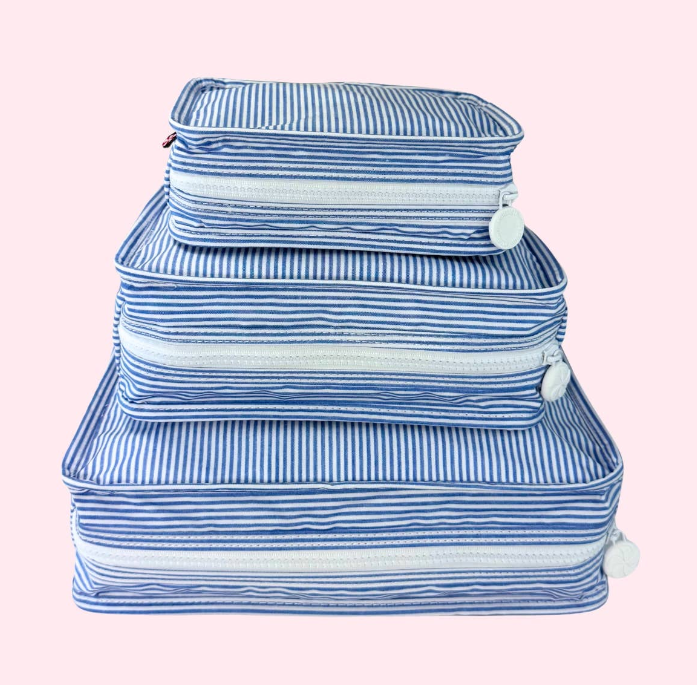Preppy Stripe Wipeable Pouches | Mint