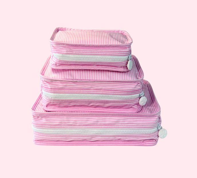 Preppy Stripe Wipeable Pouches | Mint
