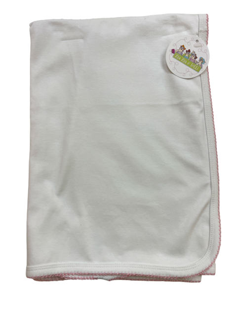 Picot Trim/ Receiving Blanket Baby Gift, Embroidery, Mono