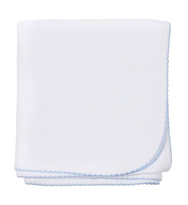 Picot Trim/ Receiving Blanket Baby Gift, Embroidery, Mono